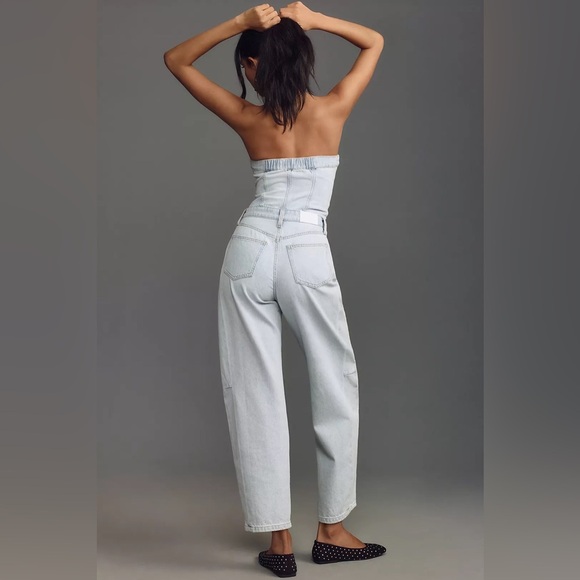 🆕 Anthropologie Pistola Daphne Strapless Denim High Rise Barrel Leg Jumpsuit - Picture 7 of 16